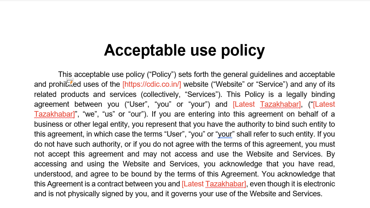 Acceptable use policy