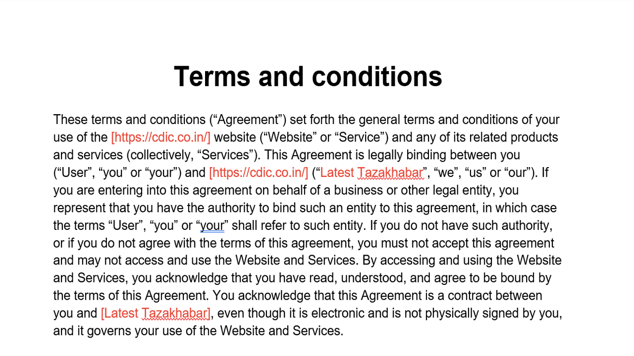 Terms and conditions